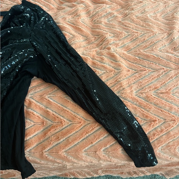 Sequin Black Lined Blouse - Like New - Picture 6 of 6